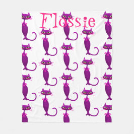 Cobertor De Velo Meio século de gato branco roxo e roxo