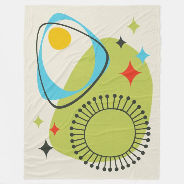 Cobertor De Velo Meio século Moderna Idade Atômica 14 Verde, Azul (Frente)