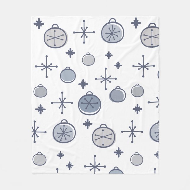 Cobertor De Velo Meio século Moderno Retron Christmas Art Silver (Frente)