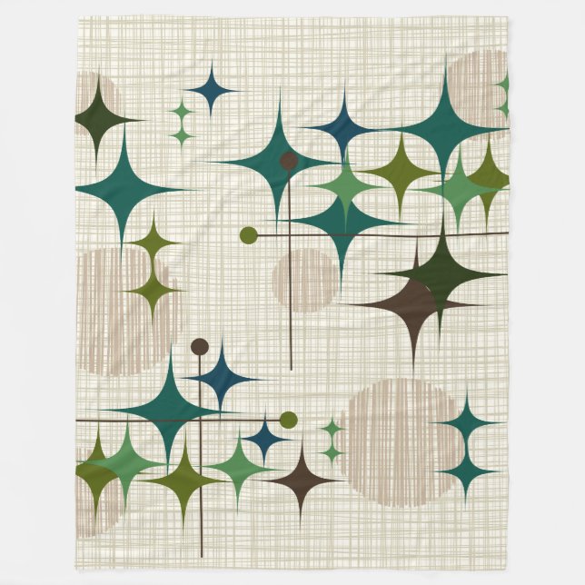 Cobertor De Velo Meio século Starbursts moderno e globos (Frente)