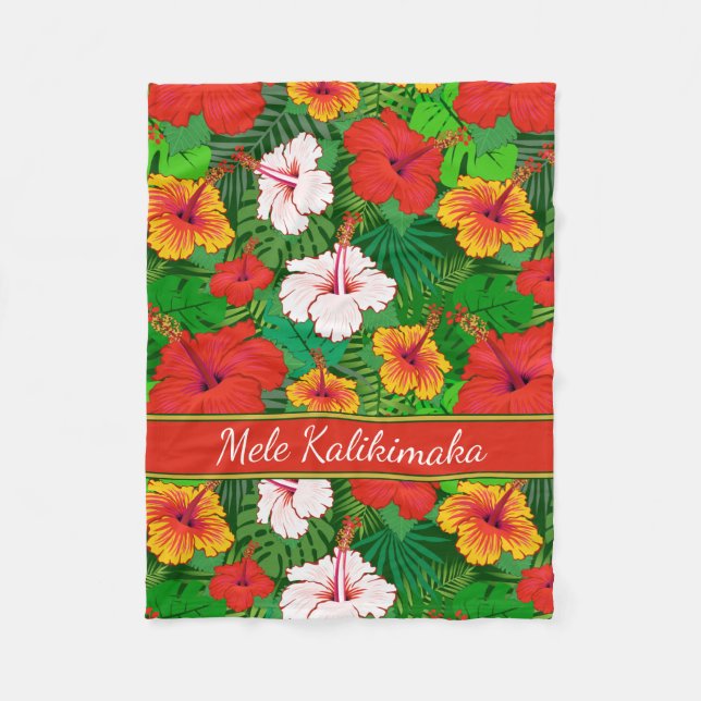 Cobertor De Velo Mele Kalikimaka Colorful Hawaiian Foliday (Frente)