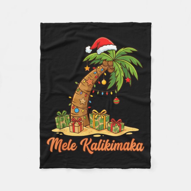 Cobertor De Velo Mele Kalikimaka Hawaiian Christmas Palm Trees  (Frente)