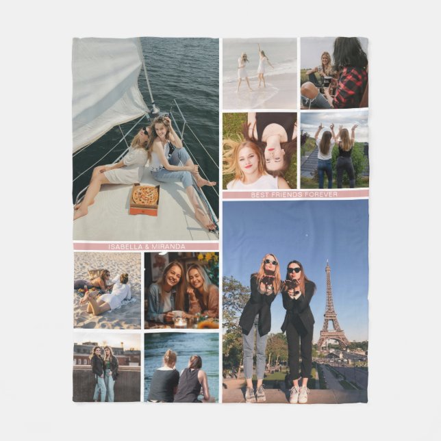 Cobertor De Velo Melhor Amigos Besties 10 Colagem de Fotos (Frente)