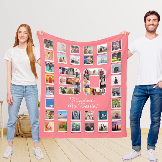 Cobertor De Velo Melhor aniversário de 30 anos de Amigo (30th birthday best friend photo blanket held up by 2 people)