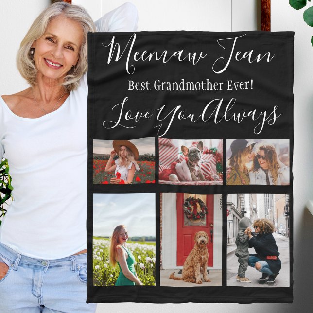 Cobertor De Velo Melhor Avó Ever 6 Colagem de Fotos Preto Branco (Criador carregado)