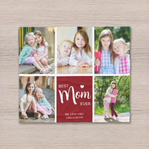 Cobertor De Velo Melhor Colagem de Fotos Vermelha de Dia de as mães