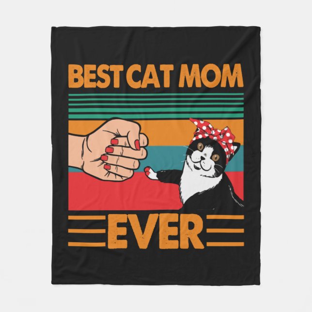 Cobertor De Velo Melhor Gato Mãe De Bandana (Frente)
