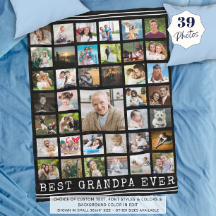 Cobertor De Velo MELHOR GRANDPA EVER - Colagem de Fotos Preto