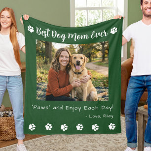 Cobertor De Velo Melhor Mãe de Cachorro Patas Foto Verde de Animal