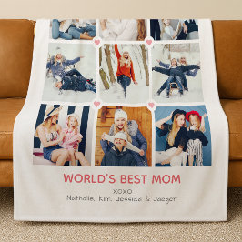 Cobertor De Velo 'Melhor Mãe do Mundo' Personalizado com 9 Fotos