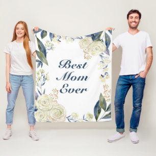 Cobertor De Velo Melhor Mãe Nunca   Dia de as mães Floral Azul Boni
