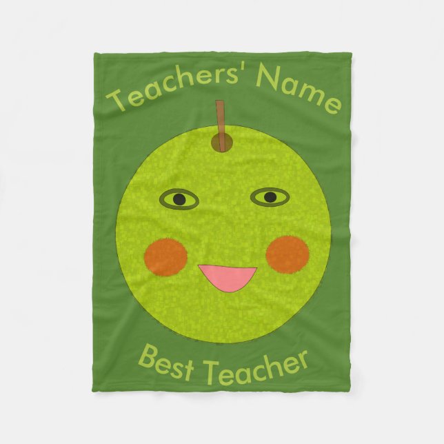 Cobertor De Velo Melhor professora Feliz Apple Personalizada Fleece (Frente)