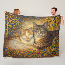 Cobertor De Velo Melhores Amigos Gatos inspirados em Klimt