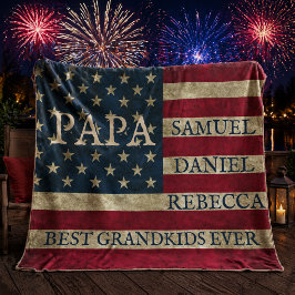 Cobertor De Velo Melhores nomes de netos PAPA Bandeira Americana Vi