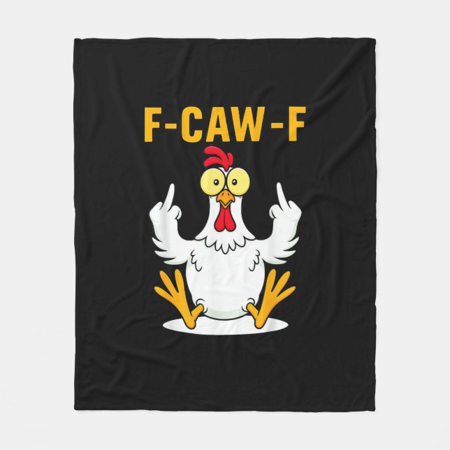 Cobertor De Velo Meme de Galo com Citação F-Caw-F (Frente)