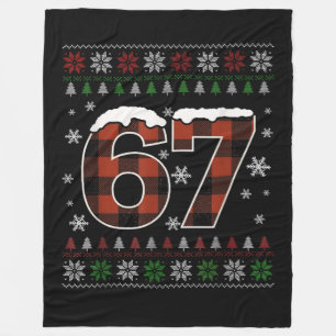 Cobertor De Velo Meme de Natal Engraçado “67” – Xadrez Vermelho e V