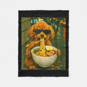 Cobertor De Velo Meme de toy poodle comendo macarrão ramen retrô ur