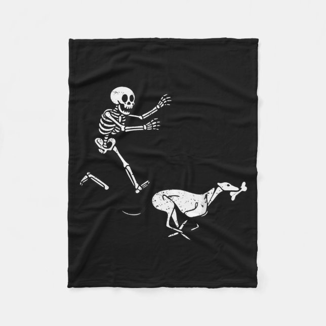 Cobertor De Velo Meme Engraçado Greyhound Correndo Esqueleto Hallow (Frente)