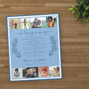 Cobertor De Velo Memorial do Blue Floral Photo Collage Psalm
