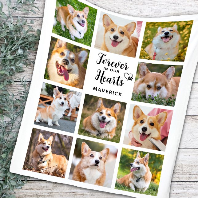 Cobertor De Velo Memorial Do Cachorro Para Sempre Na Colagem Fotogr (Criador carregado)