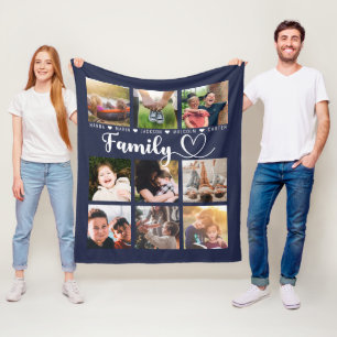 Cobertor De Velo Memórias da Família Azul do marinho Nove Colagem