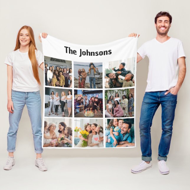 Cobertor De Velo Memórias de Família 9 Grade de Fotos Colagem Perso (In Situ)