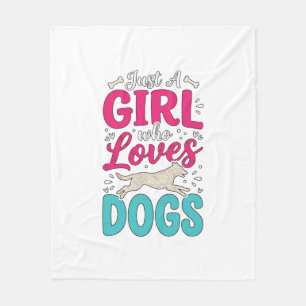 Cobertor De Velo Menina Ama Cachorros Tipografia de Gravura Vintage