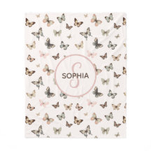 Menina Bela Menina Monograma Nome Blush Borboleta