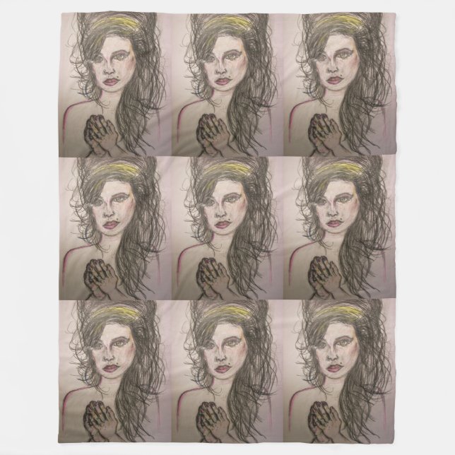 Cobertor De Velo menina com cabelo de colmeia orando (Frente)