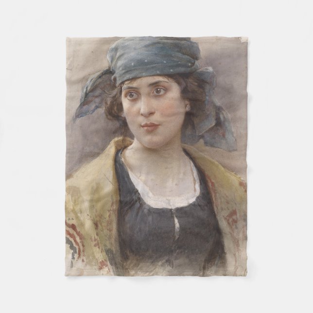 Cobertor De Velo Menina com véu verde (por Ludwig Passini) (Frente)