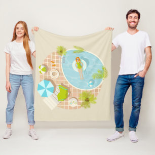 Cobertor De Velo Menina da festa de natação na praia de verão de bi