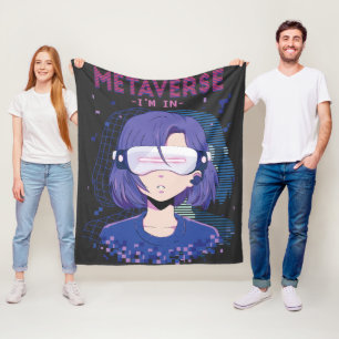 Cobertor De Velo Menina de anime óculos de realidade virtual Cobert