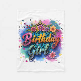 Cobertor De Velo Menina de Aniversário Floral Leopardo