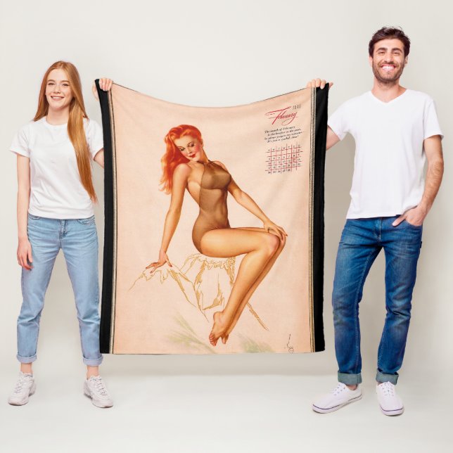 Cobertor De Velo Menina de fevereiro Varga Rapariga 1946 Calendário (In Situ)