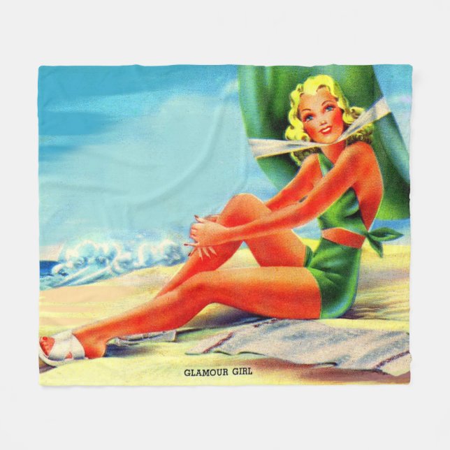 Cobertor De Velo Menina de glamour dos anos 40 (Frente (Horizontal))