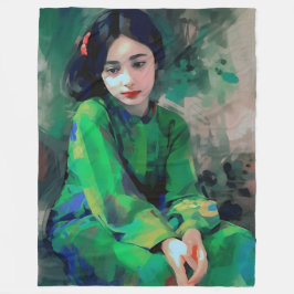 Cobertor De Velo Menina em vestida verde