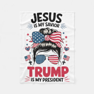 Cobertor De Velo Menina Jesus Meu Salvador Trump Presidente Cristã