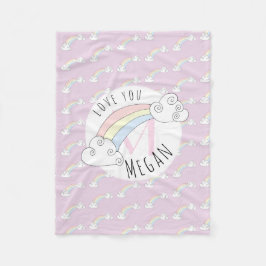 Cobertor De Velo Menina Oculta Monograma Doodle Rainbow Name Crianç