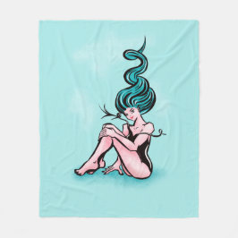 Cobertor De Velo Menina Sexy Pin-up com Cabelo Azul