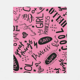 Cobertor De Velo Meninas Caligráficas: Padrão de Moda Sem Olho