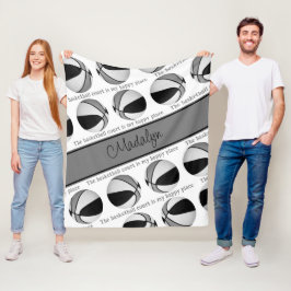 Cobertor De Velo meninas cinza negra no campo de basquete no meu lu