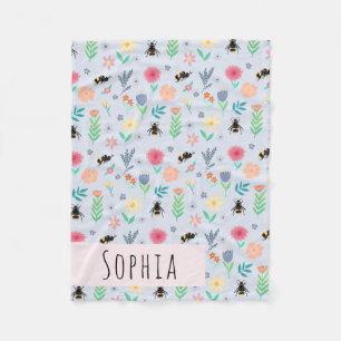 Cobertor De Velo Meninas Cute Bumblebee Bee Summer Patterno