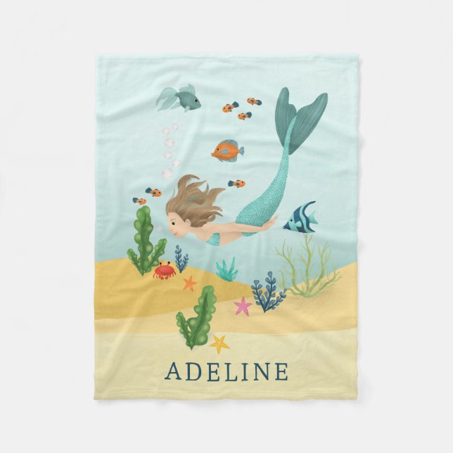 Cobertor De Velo Meninas Cute e Miúdas Mágicas Sereias (Frente)