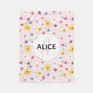 Cobertor De Velo Meninas Cute Flower Pattern Monogramas e Kids