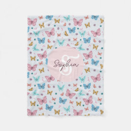 Cobertor De Velo Meninas Cute Pink Butterfly Kids Monograma