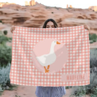 Meninas Cute Pink Gingham Goose Fazenda Kids