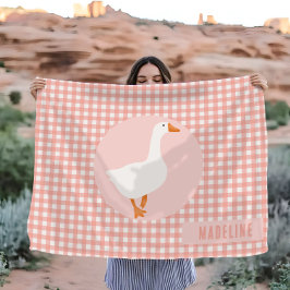 Cobertor De Velo Meninas Cute Pink Gingham Goose Fazenda Kids