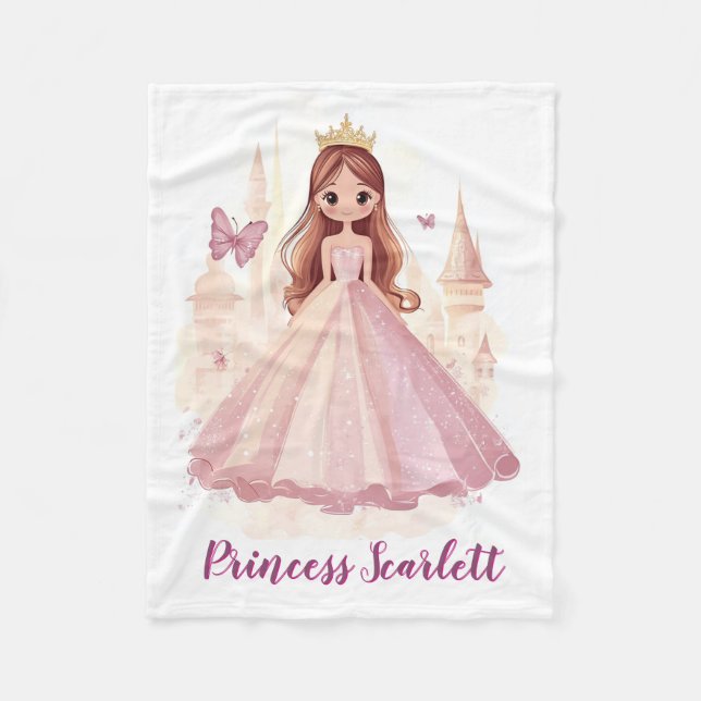 Cobertor De Velo Meninas Cute Princess Sparkle Personalizadas Rosa (Frente)