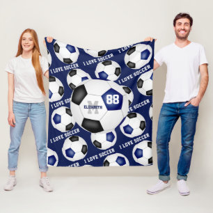 Cobertor De Velo Meninas eu adoro texto de futebol preto azul