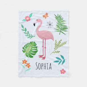 Cobertor De Velo Meninas Flamingo Tropical Cor-de-rosa e Flores